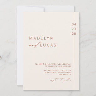 Minimalist Modern Boho Terracotta Wedding Invitation