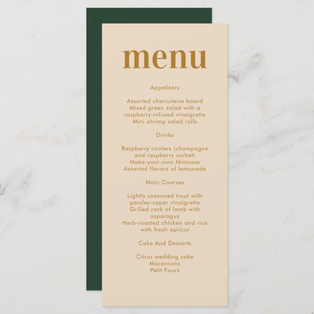Minimalist Modern Boho Wedding Menu (Front/Back)