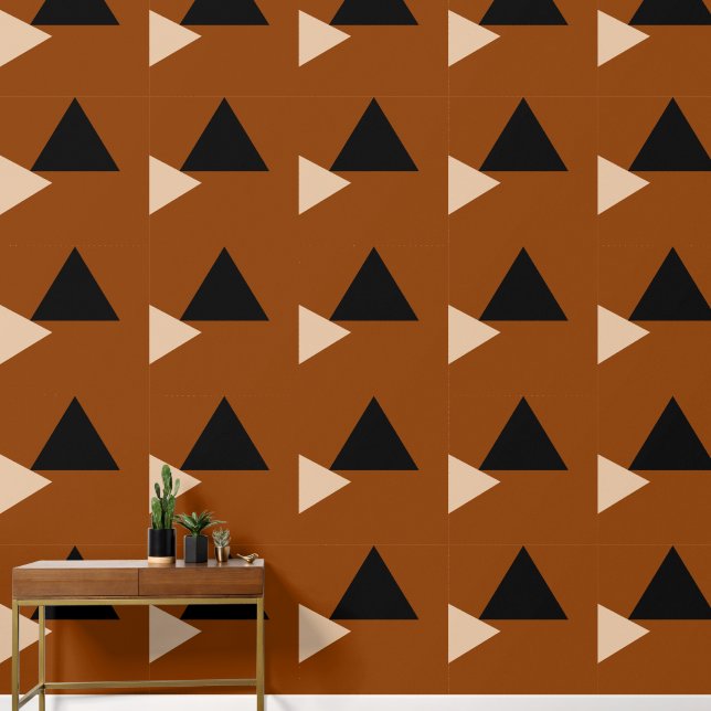 Minimalist  Modern Bold Geometric Burnt Orange Wallpaper (Hallway)