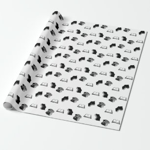 Minimalist Modern Bookish Bibliophile Book Pattern Wrapping Paper