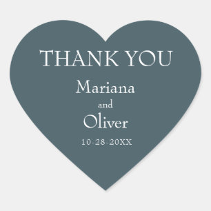 Minimalist Modern Border Blue Wedding Heart Sticker