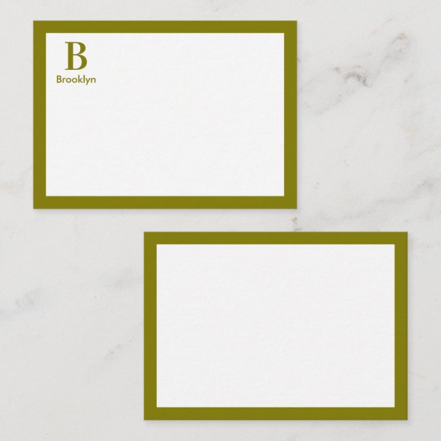Minimalist Modern Border Monogram Card (Front/Back)