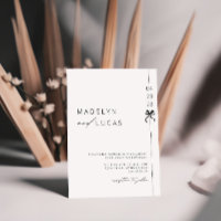 Minimalist Modern Bow Black White Wedding
