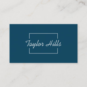 Minimalist Modern Box Line Frame Navy Blue Business Card