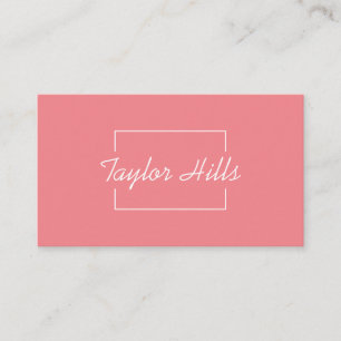 Minimalist Modern Box Line Frame Pink Business Card