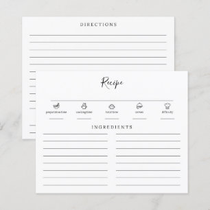 Minimalist Modern Bridal Shower Insert Recipe Card