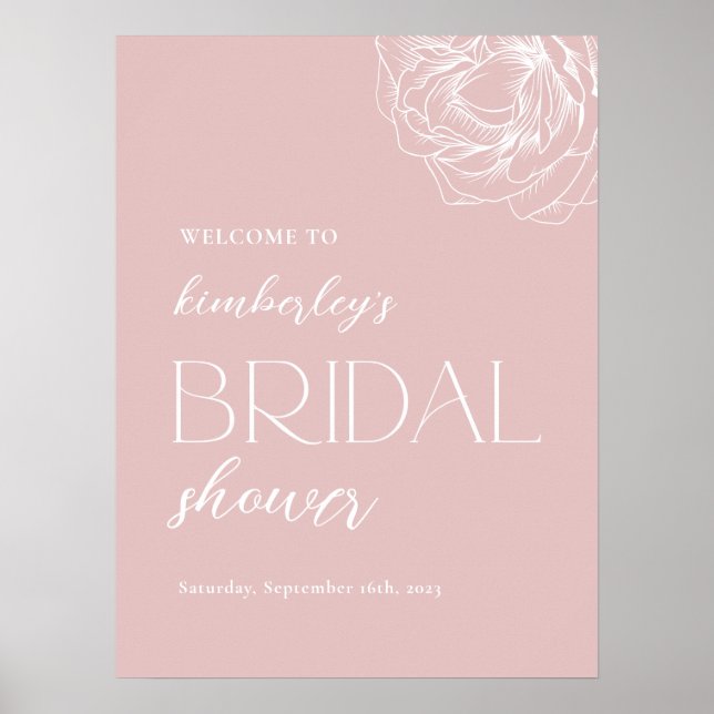 Minimalist Modern Bridal Shower Welcome Sign (Front)