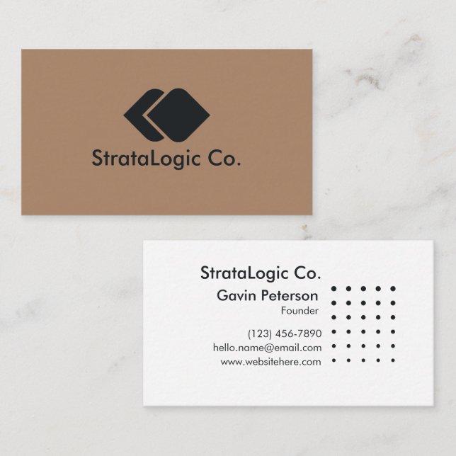 Minimalist Modern Brown Bold Black Sleek White  Business Card (Front/Back)