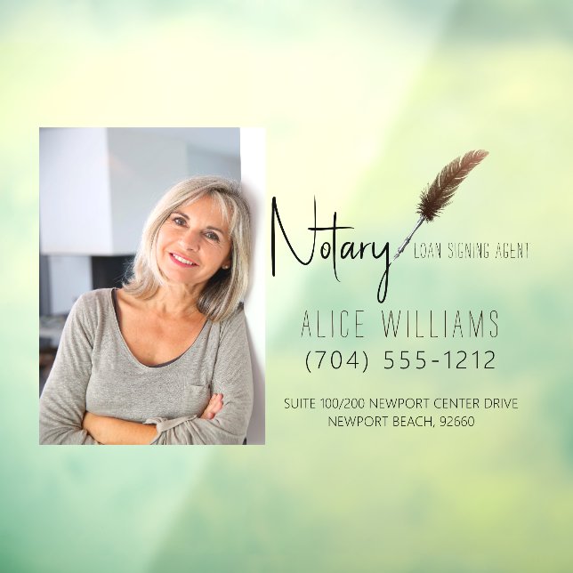 Minimalist Modern Brown & White Notary Photo Window Cling (Sheet 3)