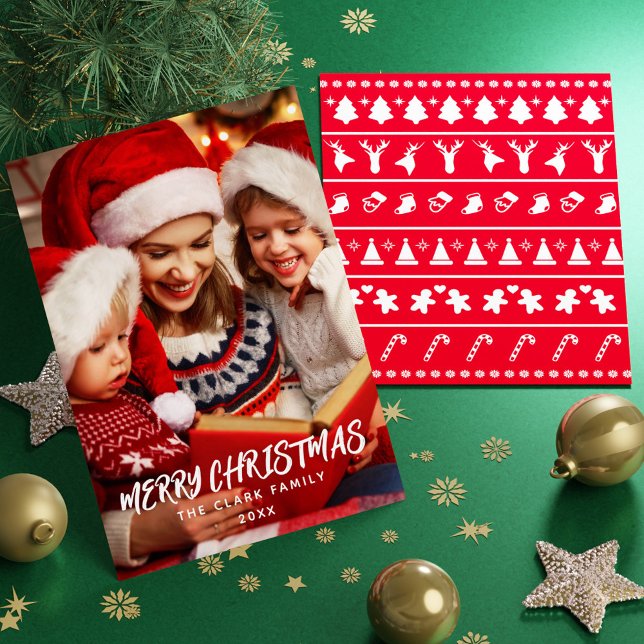 Minimalist Modern Brush Script Family Photo Holiday Card (Minimalist Modern Brush Script Family Photo Holiday Card)