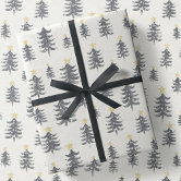 Black and white Christmas tree matte Wrapping Paper