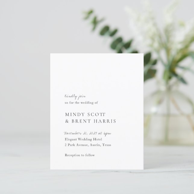 Minimalist Modern Budget Wedding Invite (Standing Front)