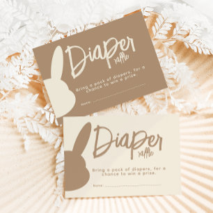 Minimalist Modern Bunny Baby Shower diaper raffle Enclosure Card