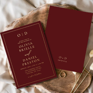 Minimalist Modern Burgundy Gold Wedding
