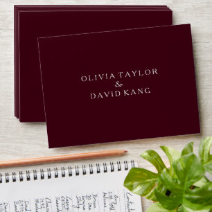 Minimalist Modern Burgundy Wedding Envelope