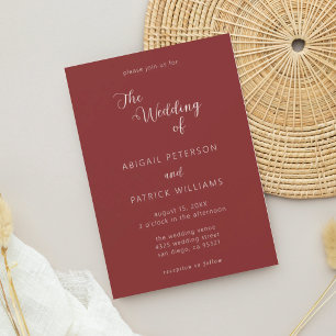 Minimalist Modern Burgundy Wedding Invitation