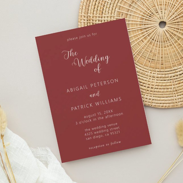 Minimalist Modern Burgundy Wedding Invitation (Creator Uploaded)