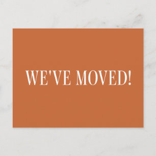 Minimalist Modern Burnt Orange Moving Announcement Postcard