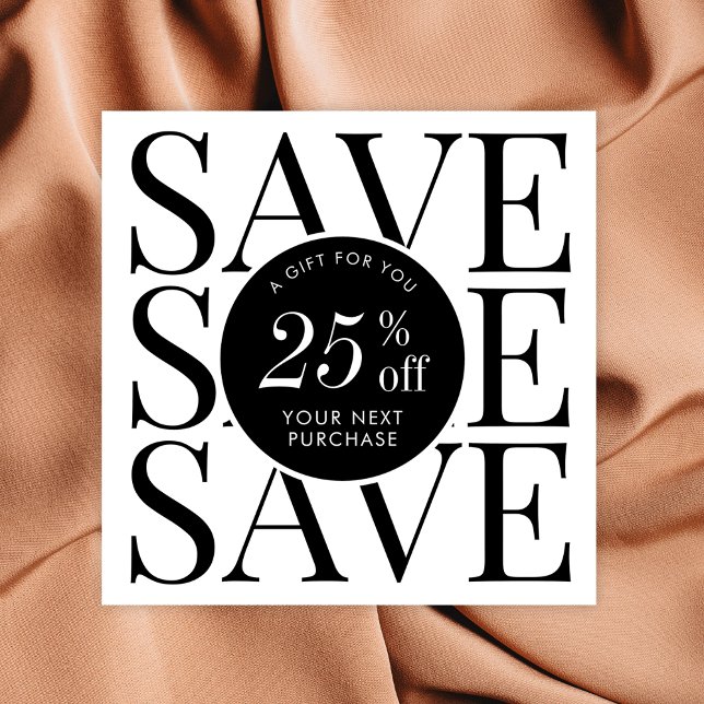 Minimalist Modern Business Logo Thank You Discount Card (Minimalist black and white business discount cards with fully customizable text and logo)