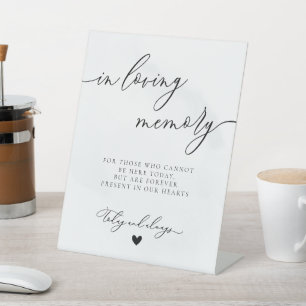 Minimalist Modern Caligraphy Memorial Wedding  Pedestal Sign