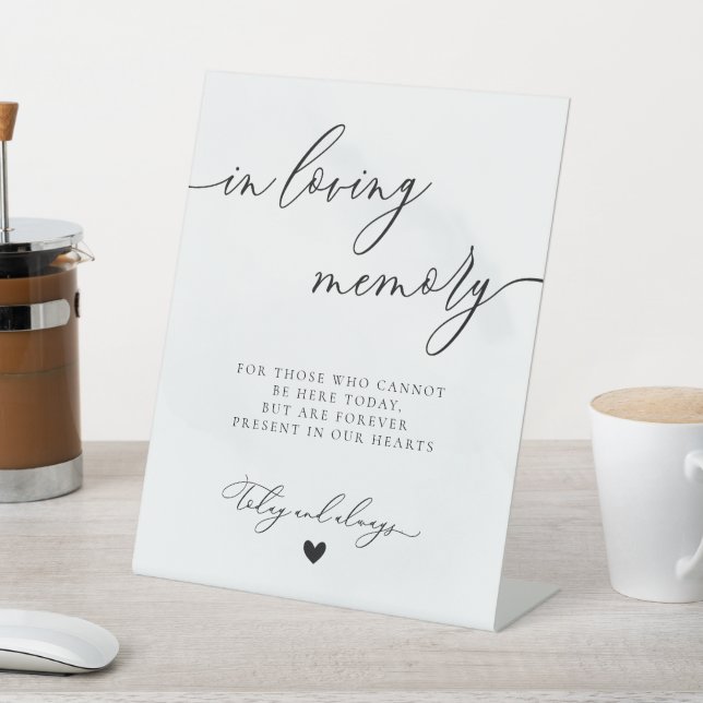 Minimalist Modern Caligraphy Memorial Wedding  Pedestal Sign (In SItu)