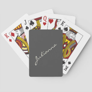 Minimalist Modern Calligraphy Black White Name Playing Cards