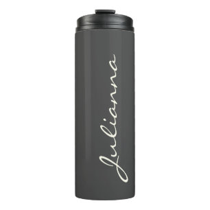 Minimalist Modern Calligraphy Black White Name Thermal Tumbler