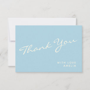 Minimalist Modern Calligraphy Blue Name Thank You