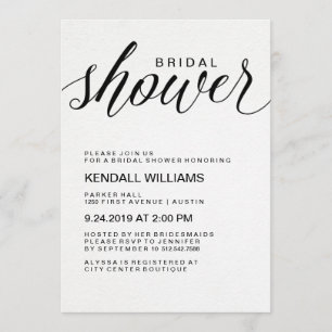Minimalist Modern Calligraphy Bridal Shower Invitation