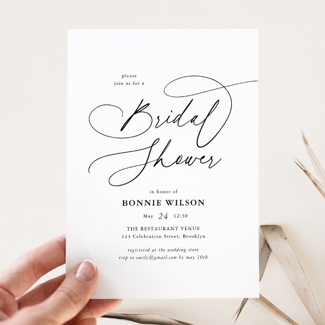 Minimalist Modern Calligraphy Bridal Shower Invitation (Creator Uploaded)