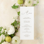 Minimalist Modern Calligraphy Brown Menu<br><div class="desc">Simply stylish and can match with almost any style.  This simple,  yet sophisticated menu features modern calligraphy script. All colours are customisable. Part of a wedding stationery suite collection.</div>