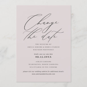 Minimalist Modern Calligraphy Change The Date Invitation