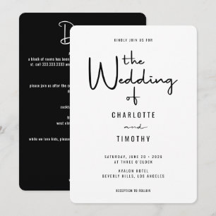 Minimalist Modern Calligraphy Details Wedding Invitation