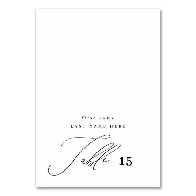 Minimalist Modern Calligraphy Escort Place Card (Front)