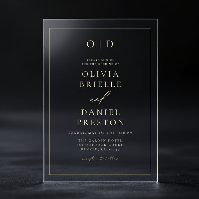 Minimalist Modern Calligraphy Gold Wedding Acrylic Invitations (Creator Uploaded)