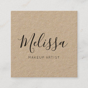 Minimalist Modern Calligraphy Kraft Square Business Card