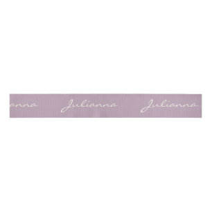 Minimalist Modern Calligraphy Lilac Purple Name Grosgrain Ribbon