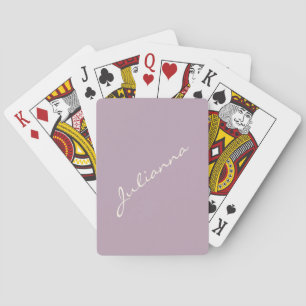 Minimalist Modern Calligraphy Lilac Purple Name Playing Cards