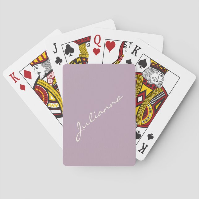 Minimalist Modern Calligraphy Lilac Purple Name Playing Cards (Back)