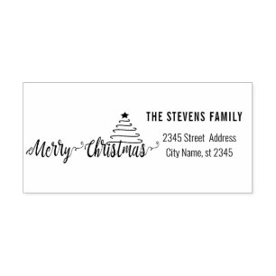 Minimalist modern calligraphy Merry Christmas Rubber Stamp