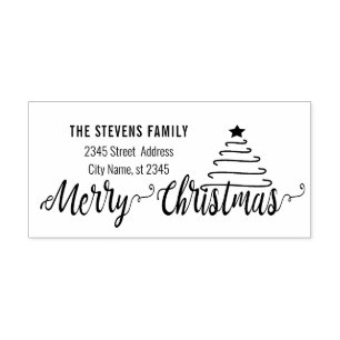 Minimalist modern calligraphy Merry Christmas Rubber Stamp