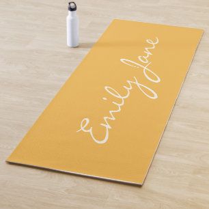 Minimalist Modern Calligraphy Name Custom Yellow Yoga Mat