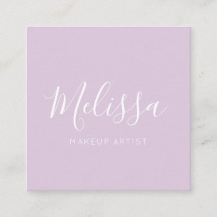 Minimalist Modern Calligraphy Pastel Purple Square Business Card