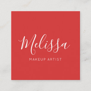Minimalist Modern Calligraphy Red Square Business Card