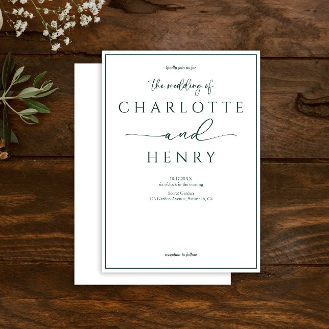 Minimalist Modern Calligraphy Script  Wedding Invitation (Creator Uploaded)