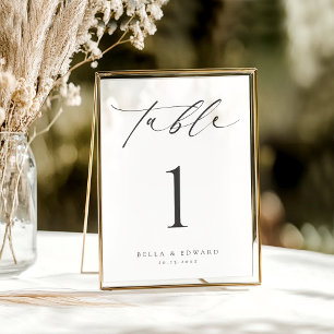 Minimalist Modern Calligraphy Table Number Card