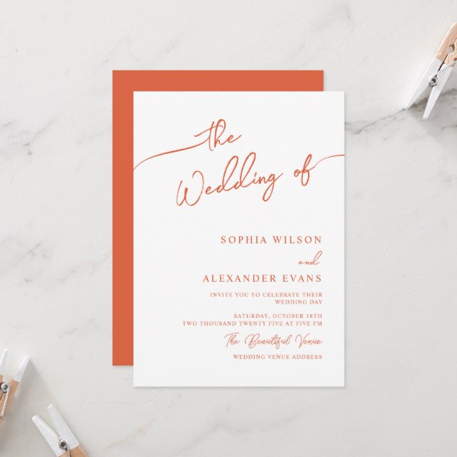 Minimalist Modern Calligraphy Wedding Invitation (Front/Back In Situ)