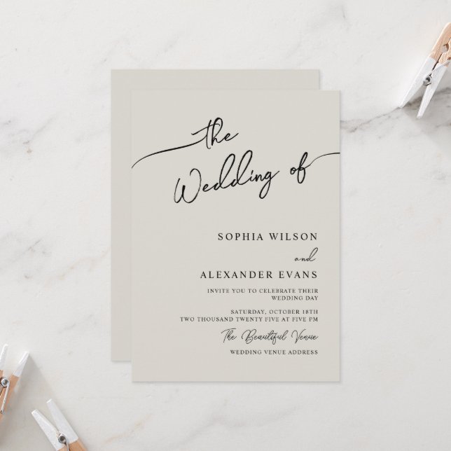 Minimalist Modern Calligraphy Wedding Invitation (Front/Back In Situ)