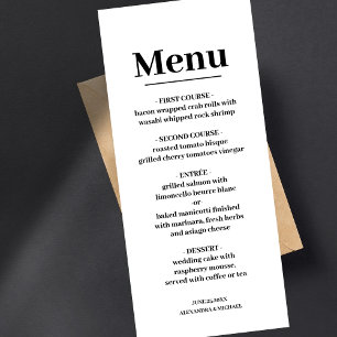 Minimalist Modern Calligraphy Wedding  Menu