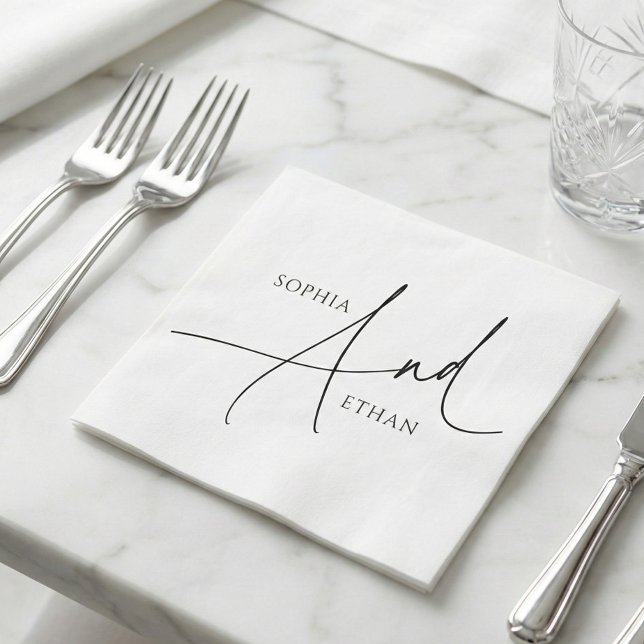 Minimalist Modern Calligraphy Wedding Napkin (Creator Uploaded)